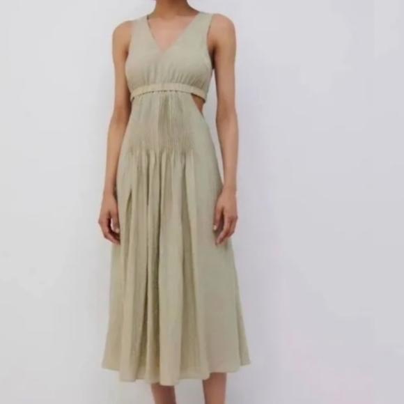 Jonathan Simkhai Jarvis pleated cutout crinkled-voile midi dress - Picture 3 of 8